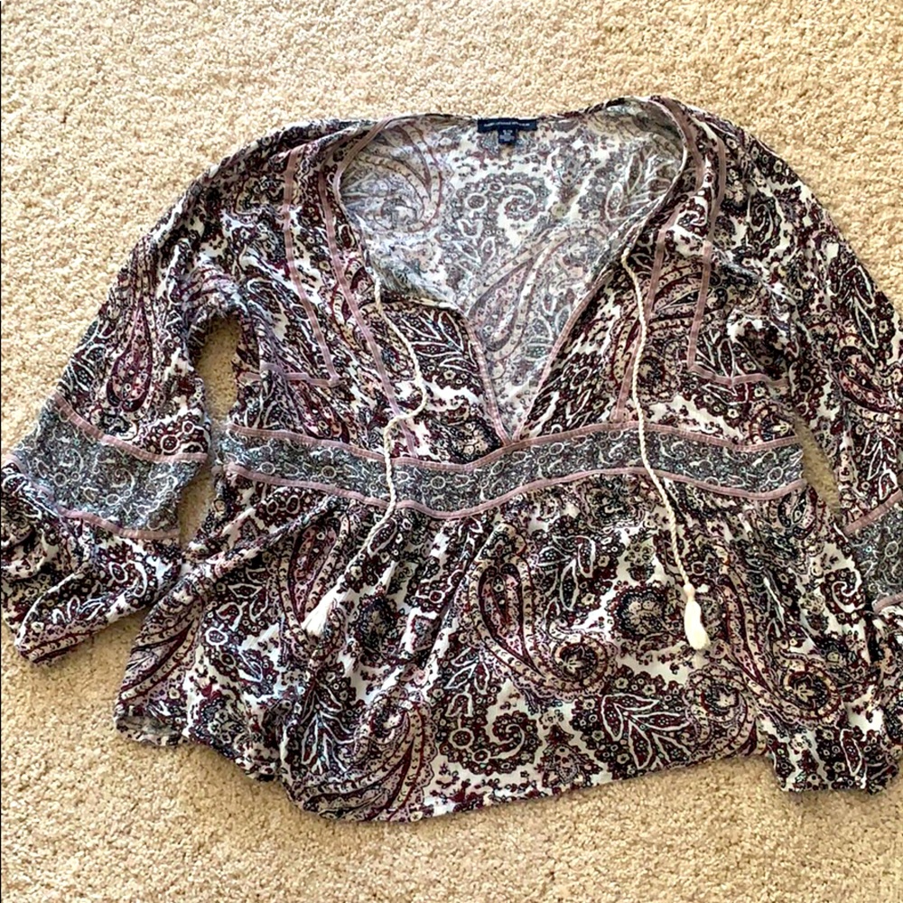 American Eagle paisley blouse Sz XL